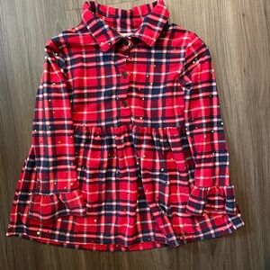 Little Lass Toddler Girls Red and Blue Sparkle Plaid Dress size 2T